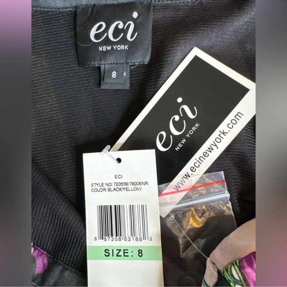 ECI NEW YORK Long Sleeve Floral Patchwork Print Midi Dress, Size 8. - Picture 7 of 11